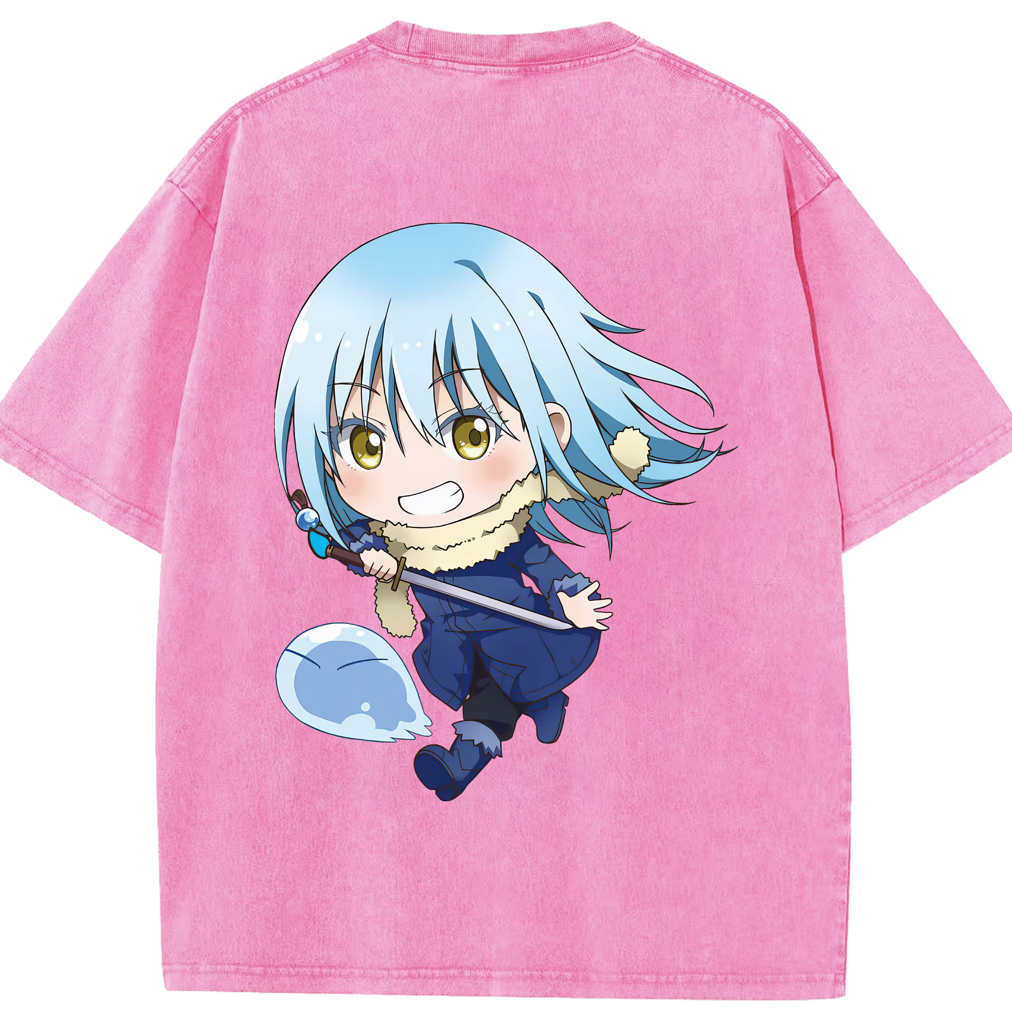 （画像用） 転スラ Regarding Reincarnated to Slime 綿100% ヴィンテージ風 半袖Tシャツ（背面プリント）